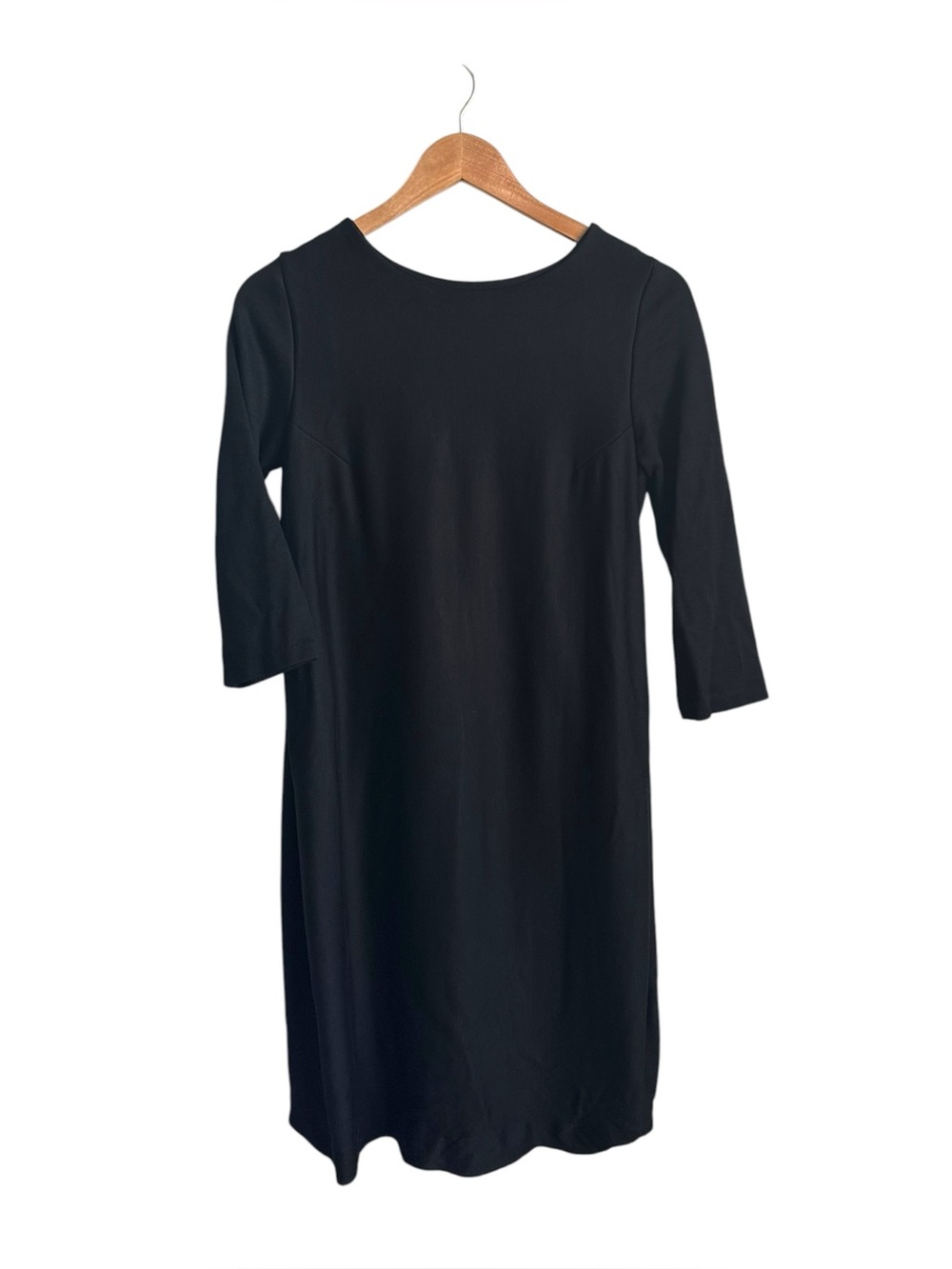 COS Black Stretch Shift Sheath Dress 3/4 Sleeve Pockets Women's Small